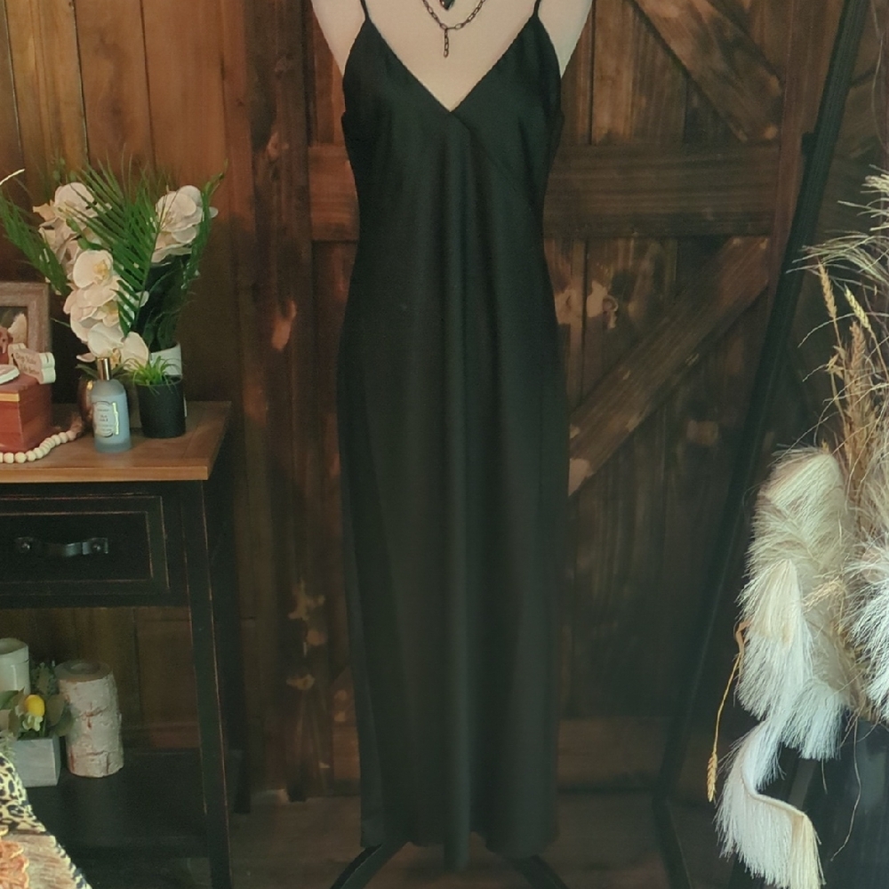New A New Day Black V Neck Slip Dress. Size M